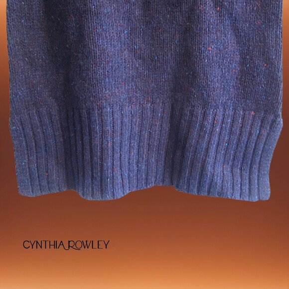 CYNTHIA ROWLEY NEW Turtleneck Speckled Wool Elongated Sweater L - Picture 4 of 12